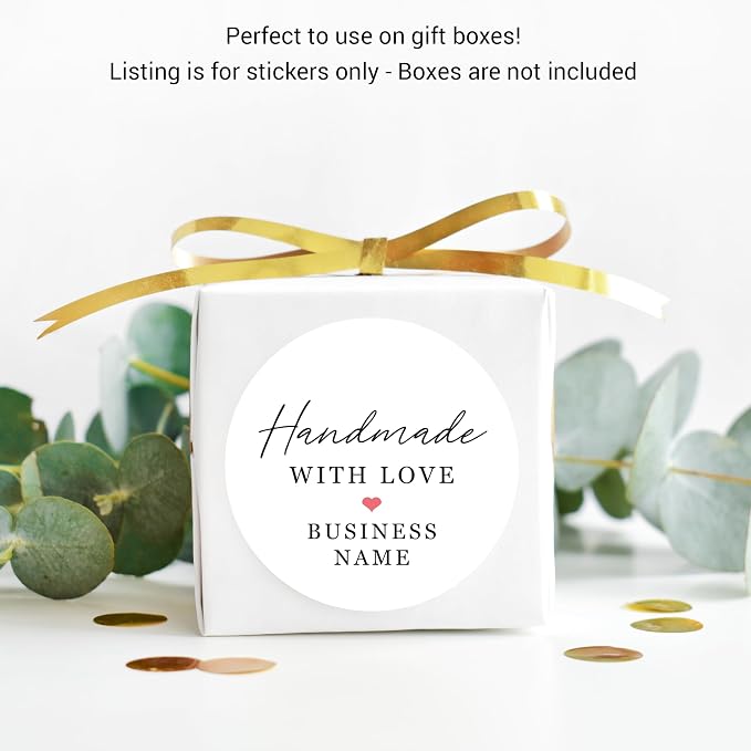 Handmade with Love Small Business Product Stickers, Homemade Business Packaging Labels, Thank You Stickers
