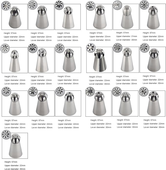Russian Piping Tips - Professional Sphere Nozzles for Cake Decorating, Set of 10