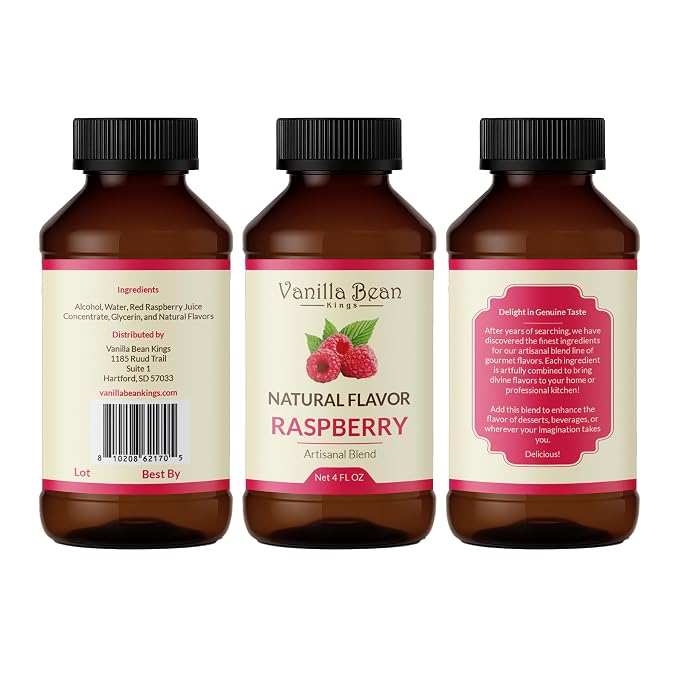 Pure Raspberry Extract for Baking and Flavoring - 4 OZ - Premium Quality Natural Flavors for Baked Goods, Desserts, & Cooking