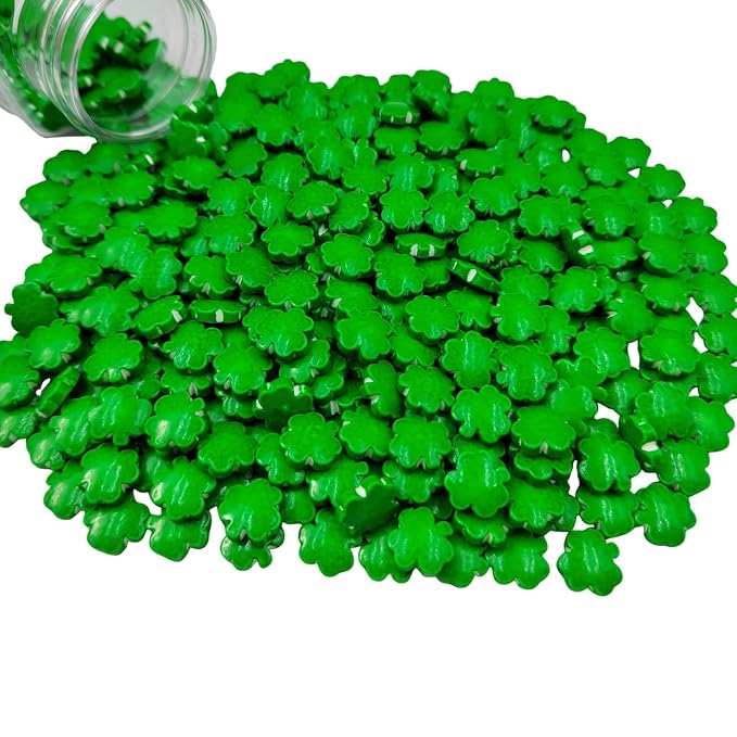 St. Patricks Day Sprinkles, Green Shamrock Sprinkles for Baking, Edible Clover Cupcake Toppers Candy Shaped for Cake Decorating, Cookies, Ice Cream Toppings, 3.53oz