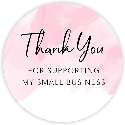 Andaz Press Round Small Business Sticker Labels, 120-Pack, Watercolor Pink Thank You Stickers