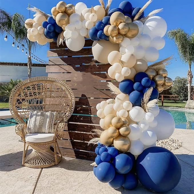 Voircoloria 130pcs Navy Blue Balloons Different Sizes 18" 12" 10" 5" Dark Blue Balloons for Birthday Graduation Baby Shower Anniversary New Year Party Holiday Decorations