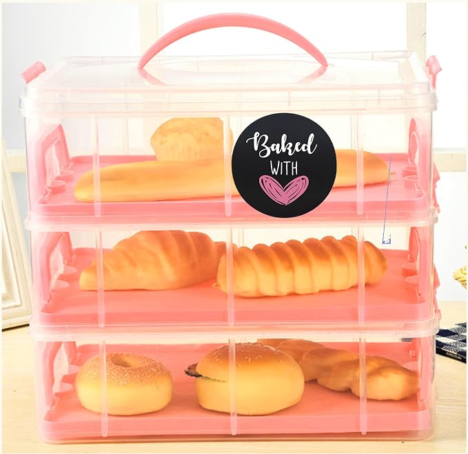Hybsk Baked with Love Stickers for Bakeries Bake Sales Presents Seals Weddings Baby Showers Events Baking Stickers(2 inch)