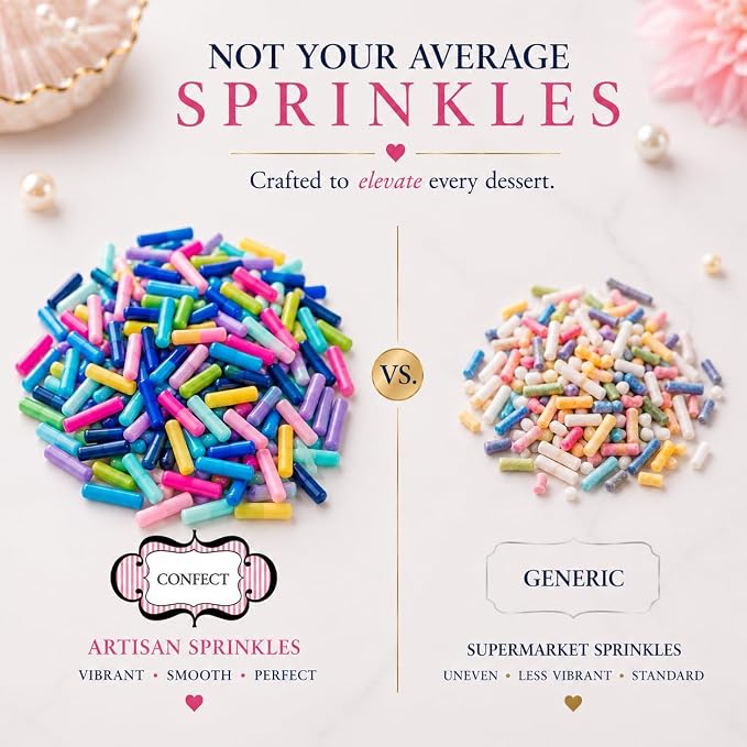 Confect Carnival Craze Rainbow Sprinkles – Custom Blend Jimmies – Multicolor Edible Toppings for Cake, Cupcake & Dessert Decorating – Vegan, Gluten-Free, Nut-Free, Soy-Free, Dairy-Free, Palm Oil-Free – 4.2 Oz