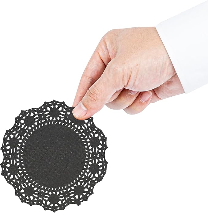Restaurantware Paper Doilies 4000 Count 4 Inch Black Lace Disposable Placemats for Catering Round Decorative Table Setting Doilies for Desserts