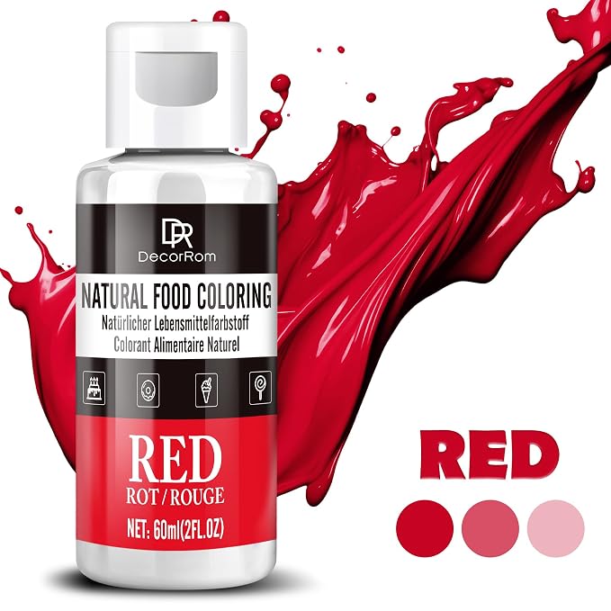 Natural Red Food Coloring - Dye Free Natural Food Dye, FD&C Artificial Dye Free Liquid Food Coloring for Baking, Cake Decorating, Frosting, Icing, Easter Eggs, Fondant, Cookies & More, 2 fl. oz
