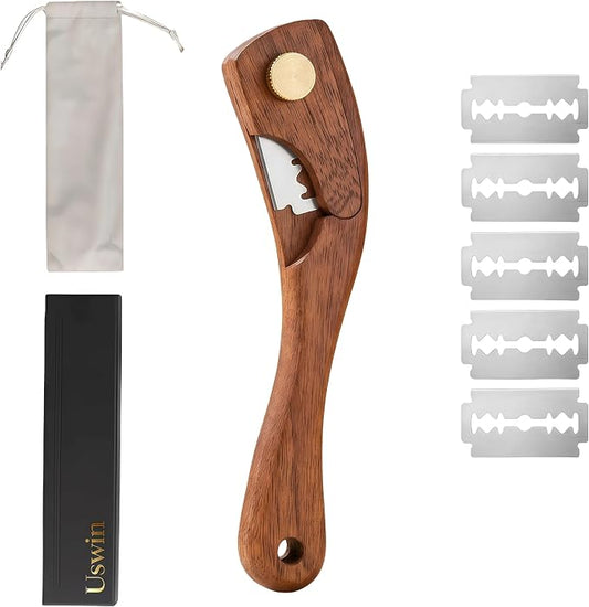 Bread Lamb Dough Scoring Tool, Wooden Sourdough Scorer Tool with 5 Blades, 100% Walnut Wood Scoring Knife for Bread Baking & Sourdough Baking(Gift Box)