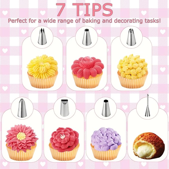 Reusable Piping Bags and Tips Set, 23Pcs Pastry Bag Kit | 4 Cotton Icing Bags, 6 Stainless Steel Tips, Couplers, Brush – Cake Decorating Supplies for Beginners, Cupcakes, Cookies