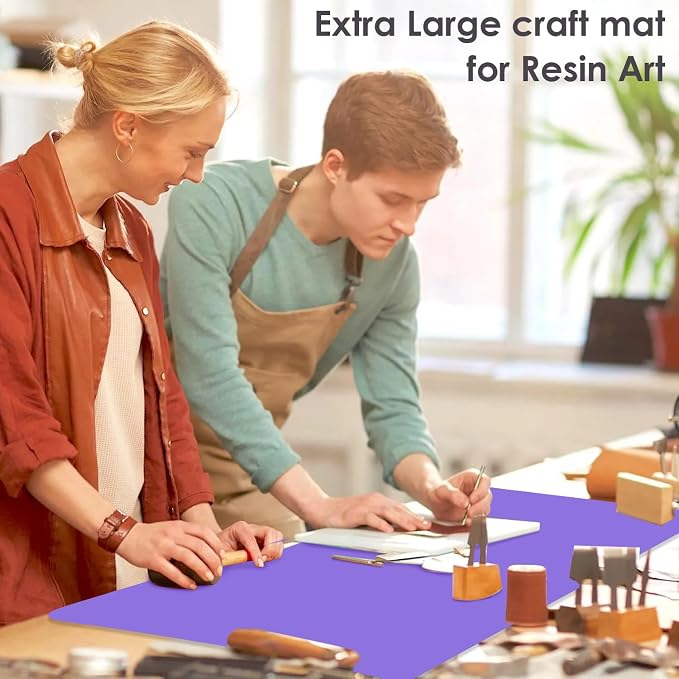 Extra Large Silicone Mats For Kitchen Counter, 27.6'' x 15.7'' Nonskid Silicone Placemats for Kids, Nonstick Purple Silicone Mat for Baking Crafts, Silicone Dab Mat Heat Resistant Mat, 1Pack