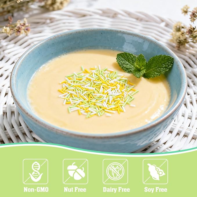 Twisweet Yellow Green White Sprinkles 4.6oz, Edible Jimmies Sprinkles for Cake Decorating, Lemon Citrus Cupcake Toppers, Baking Sugar Sprinkles for Birthday, Baby Shower, Summer Party Desserts