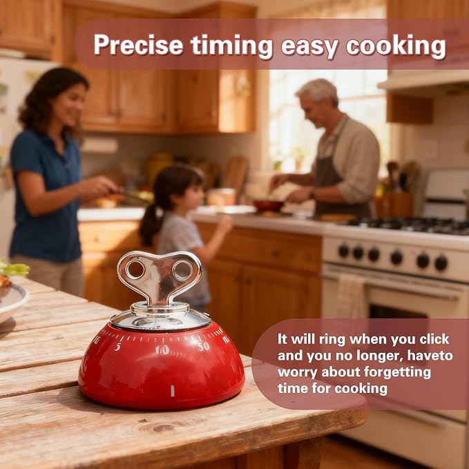 Mechanical Kitchen Timer Wind up Retro Manual Countdown Clock | Mechanical Wind up Kitchen Timer for Cooking Baking Steaming Skincare with Crisp Alarm and No Battery Required