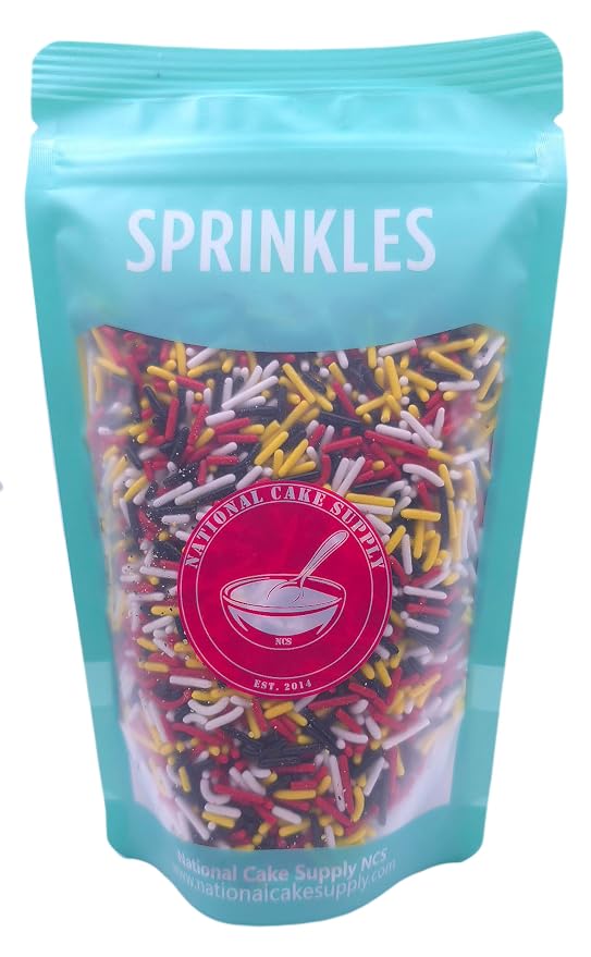 NCS Arizona Game Day Red, Black, White & Yellow Jimmies Edible Sprinkles – Cupcake, Cake & Cookie Decorations, 7 oz