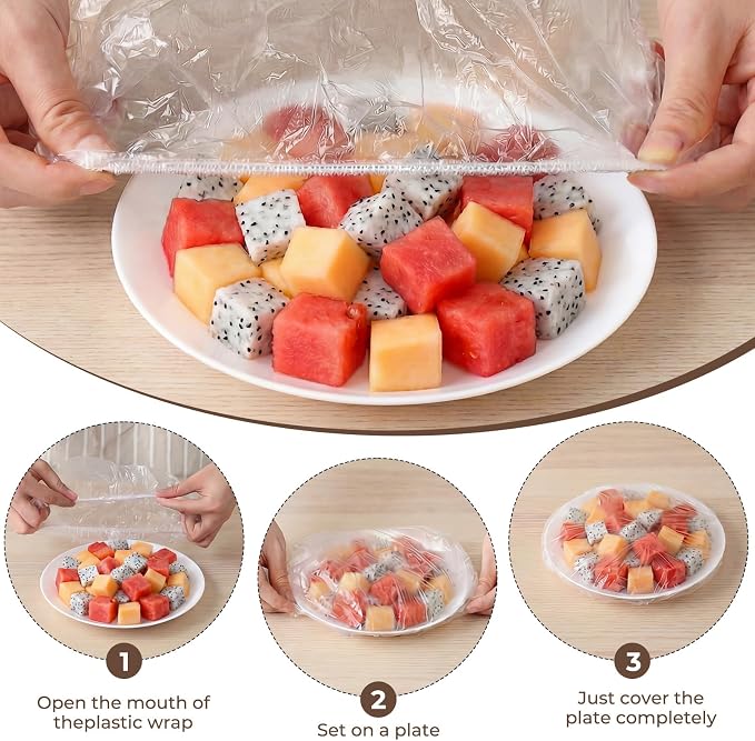 Homelove 200pcs Bowl Covers Bread Proofing - Large Plastic Wrap for Food Sourdough Bread Baking Rising Elastic Reusable Plate Covers Outdoor Food Fresh Keeping Bags Shower Cap Hair Deep Conditioning