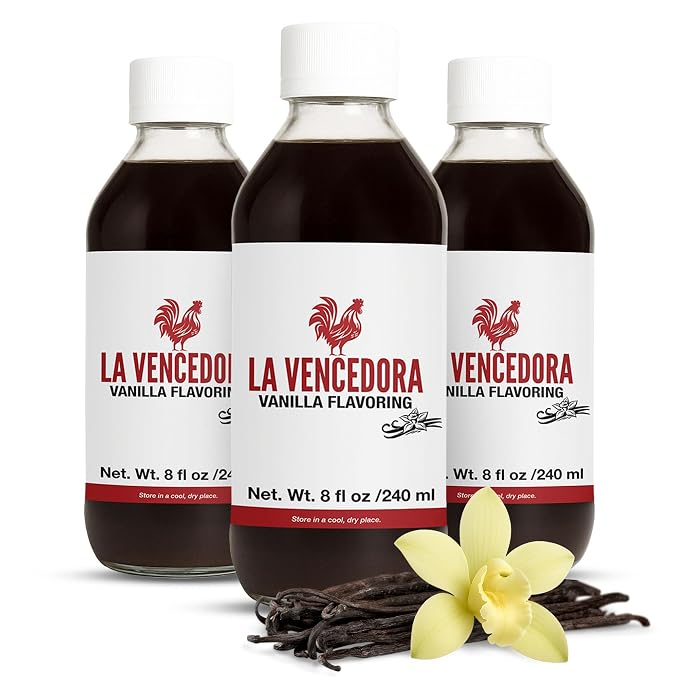 La Vencedora Mexican Vanilla – 8oz Bottles (Pack of 3) – Traditional Vanilla Flavoring for Baking, Cooking & Desserts – Made in Mexico