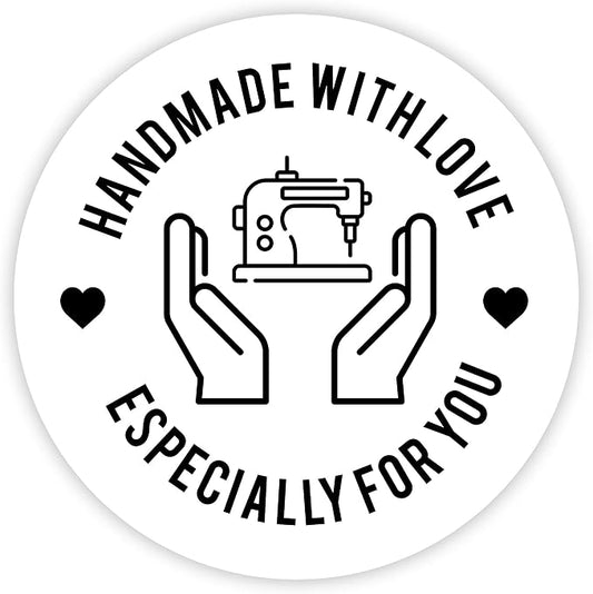 Andaz Press Round Small Business Sticker Labels 120-Pack Sewing, Handmade with Love, Especially for You, Clothing Stitching Knitting, Handmade Stickers For Packaging, Product Labels For Small Business