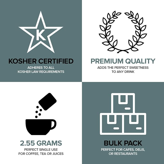 Bulk Sugar Packets, 500 Count - Individual Servings of White Sugar Packets for Coffee and Tea, Granulated Sugar Packs Great for Restaurants, Coffee Shops, Offices, Schools, and More