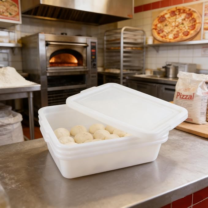 Pizza Dough Proofing Box, Pack of 3 Stackable BPA-Free Trays with Covers, Perfect as a Bread Proofing Box and Dough Container