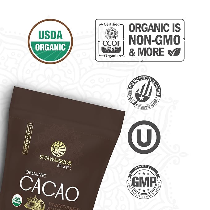 Pure Cacao Powder Organic Unsweetened & Raw | Premium USDA Organic Cacao Powder for Baking Smoothies and Hot Chocolate | Non-Alkalized No Added Sugar Non-GMO Gluten Free Vegan & Kosher (455g)