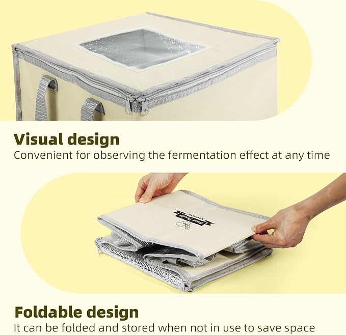 Bread Dough Proofing Box, Temperature Control Timer, Foldable Visible Starter Warmer for Bread, Pizza, Yogurt