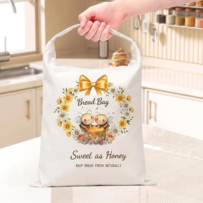 Beeswax Bread Bags for Sourdough, 2 Pack Reusable Bread Bag for Storage XL 17x13 Inch, Daisy Print Bread Bags for Homemade Sourdough - Keep Fresh, Freezer Safe