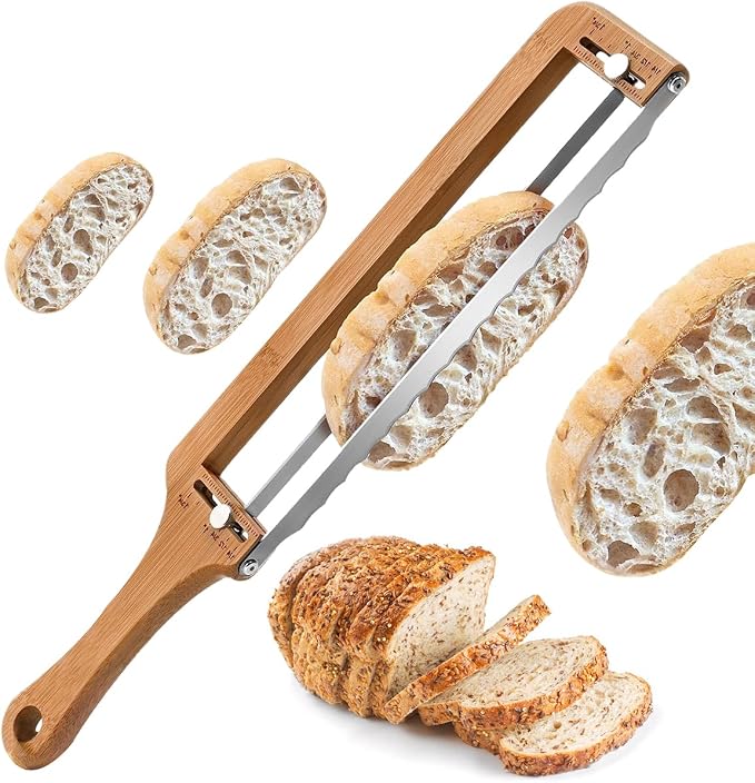 Adjustable Bread Knife for Homemade Bread,Upgraded Bread Slicer for Homemade & Sourdough Loaves,Stainless Steel Serrated Blade Precision Thickness Guide- Ideal Gift for Bakers