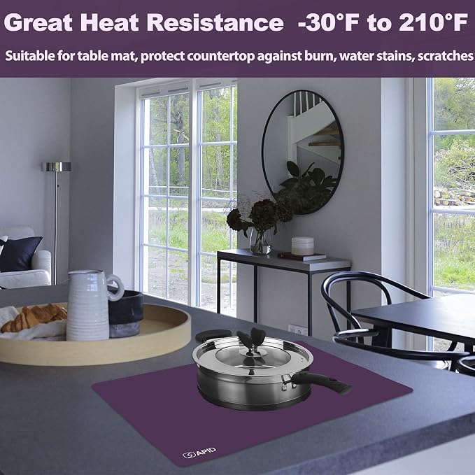 Sapid Extra Large Silicone Sheet for Crafts, Thick Silicone Jewelry Casting Mats, Nonstick Nonslip Silicon Mat for Epoxy Resin, Art Painting, Heat- Resistance Counter Mat (15.7"×23.6", Purple)