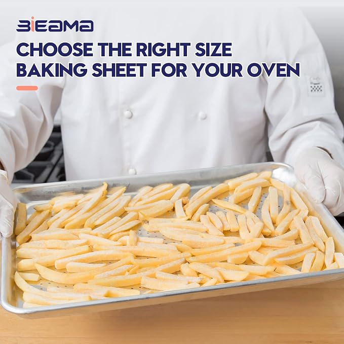BIEAMA 12 Pack Half Size 18" x 13" Aluminum Baking Sheet Pan Perforated, Commercial Bakery Equipment Cookie Sheets, NSF Approved Baking Tray