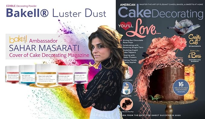 Luster Dust - Super Gold (4g 1x Jar) | Edible Vegan Dust & Paint for Cake Decorating, Ice Cream, Desserts, Cocktails and Beverages by Bakell