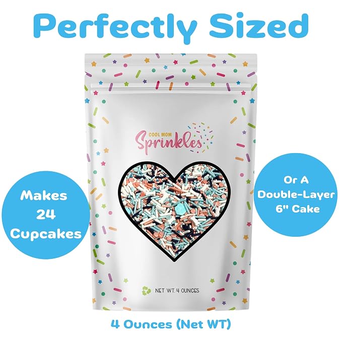 COOL MOM SPRINKLES Blue Dog Paw Sprinkles (4 oz.) – Bluey Themed Birthday Sprinkles for Decorating Cakes, Cupcakes, Cookies & Desserts – Mixed in the USA/Gluten-Free
