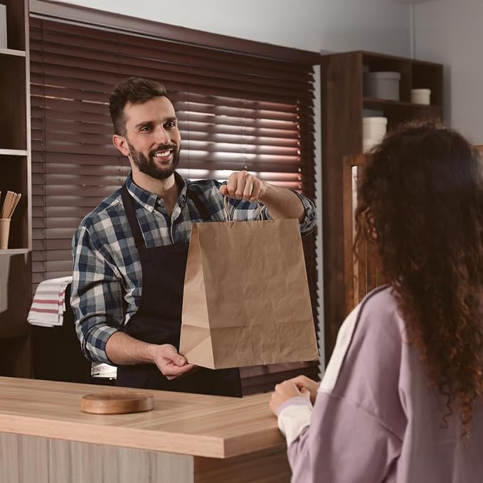 COGLARING 150Pcs Brown Kraft Paper Bags with Handles - Bulk Assorted Sizes for Retail, Takeout, Bakery & Party Favors | Durable Shopping & Gift Bags for Merchandise, Small Business