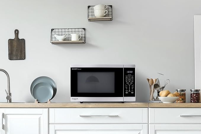 SHARP Countertop Microwave Oven with Removable 12.4" Carousel Turntable, 1100 Watt, 1.4 Cubic Feet, Stainless Steel