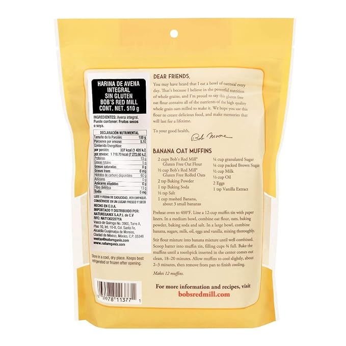 Bob's Red Mill, Whole Grain Oat Flour, 1.37 Pound (Pack of 2)
