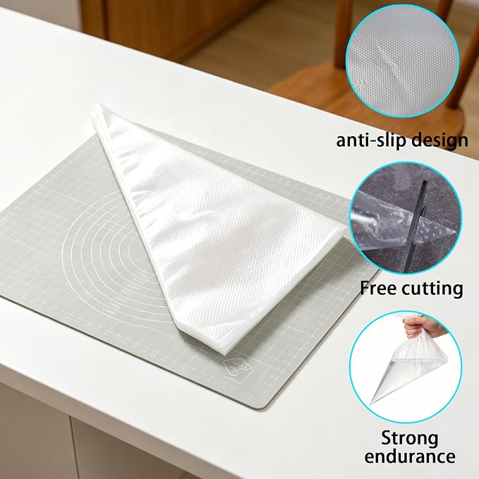 300PCS Piping Bags, 13 Inch Thick Pastry Bags, Anti Burst, Non-Slip, Disposable Decorating Bags for Decorating Cake, Cream Frosting, Cupcakes, Cookies