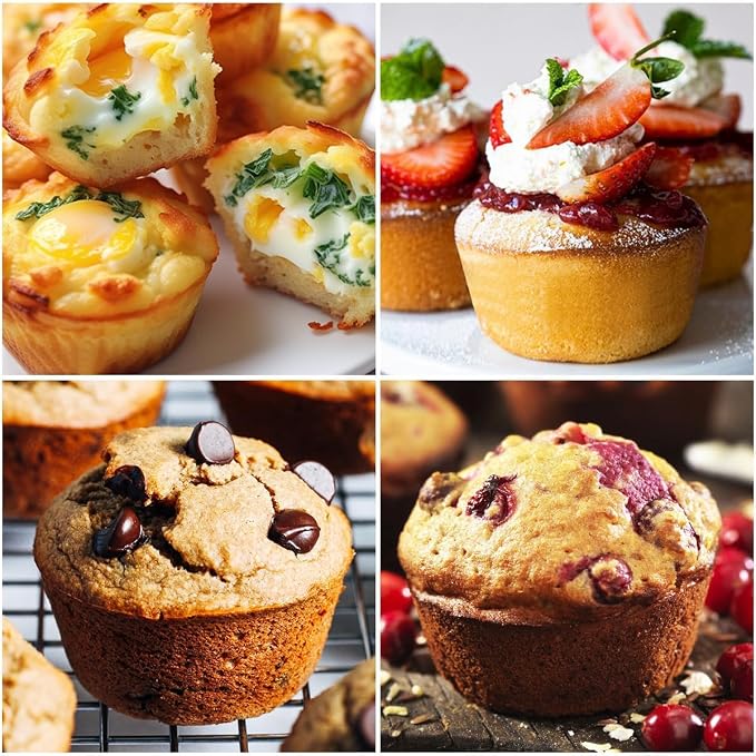 Jumbo Muffin Pan, Metal Reinforced Frame 3.5 inch Large Silicone Cupcake Pan 6 cups Large Muffin Pan with Handle Nonstick Jumbo Muffin Tin for Baking Giant Homemade Muffins, Cupcakes, Frittatas