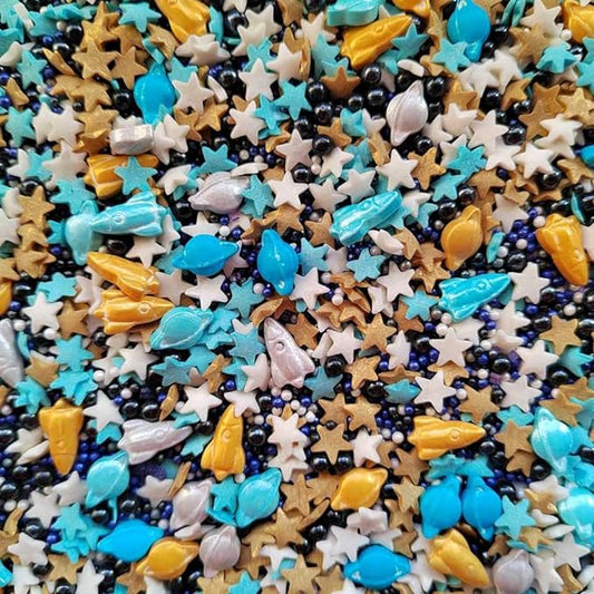 Homankit Space Theme Sprinkles Planet Rocket Stars Cookie Decorations Baking Cake Cupcake Topper Decoration 3.35 Ounce