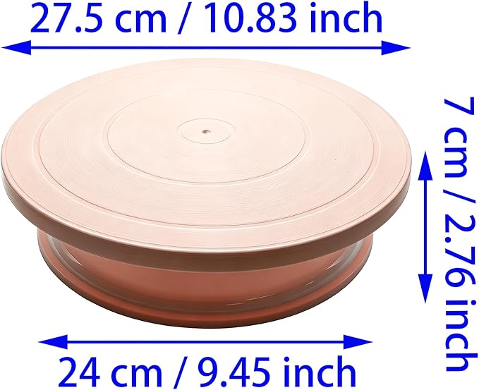 11 Inch Rotating Cake Turntable Anti-slip Rotating Cake Stand for Decorating Sculpting Painting Airbrush Spraying Display Lightweight Spinner (Pink)