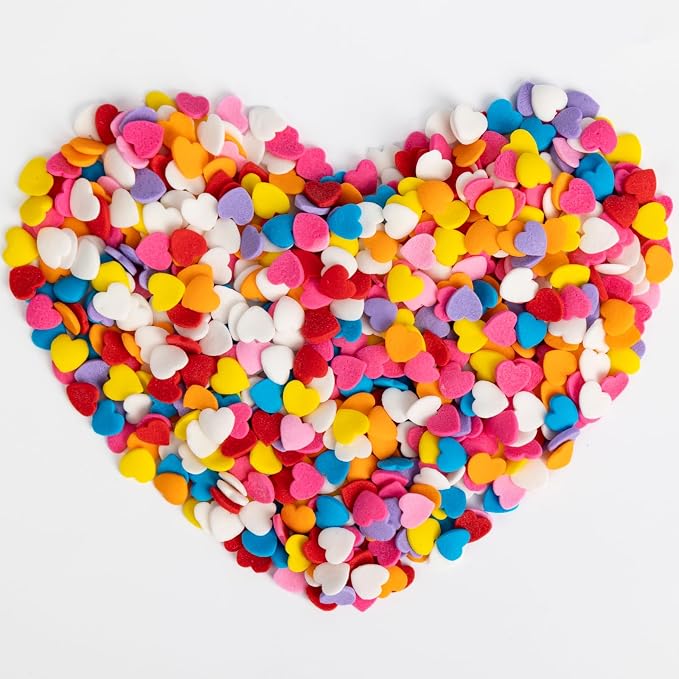 Edible Confetti Sprinkles,Colorful Heart-Shape Cake Decoration,Rainbow Round Candy for Cake Decorating,Pastel Sprinkles for Desserts Baking,Perfect For Birthday Party,Festival Day Baking Supplies