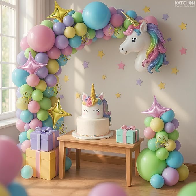 KatchOn, Pastel Balloon Arch Kit - Pack of 91 | Macaron Balloon Garland Kit with Confetti, Star, Latex & Foil Balloons | DIY Balloon Arch for Birthday, Baby Shower, Wedding Party Decorations