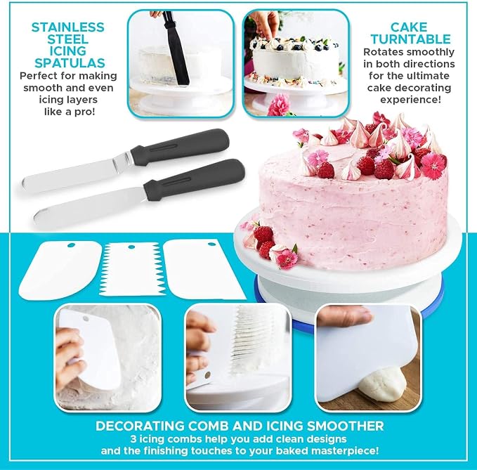 6 Pcs Cake Stand Set, Cake Decorating Supplies, Rotating Cake Turntable | for Decorating, Cake Spinner, Cake Decorating Tools, Cake Decorating Kit, Gift Set Baking Supplies 11 Inch