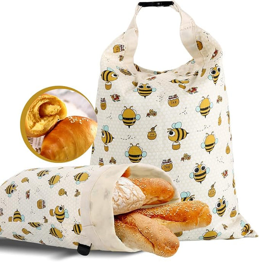 Sourdough Bread Bags, Reusable Beeswax Bread Bags for Homemade Bread, 17"×13" Natural Beeswax Cotton Loaf Bag, Easy to Clean Bakery Essentials (2 Pack)