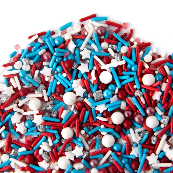 Sweets Indeed 4th of July Sprinkle Mix – Red White and Blue Patriotic Sprinkles for Baking & Decorating Cupcakes, Cookies, Cakes & Desserts – Memorial Day, Labor Day & Summer Party Topping – 4 ounces