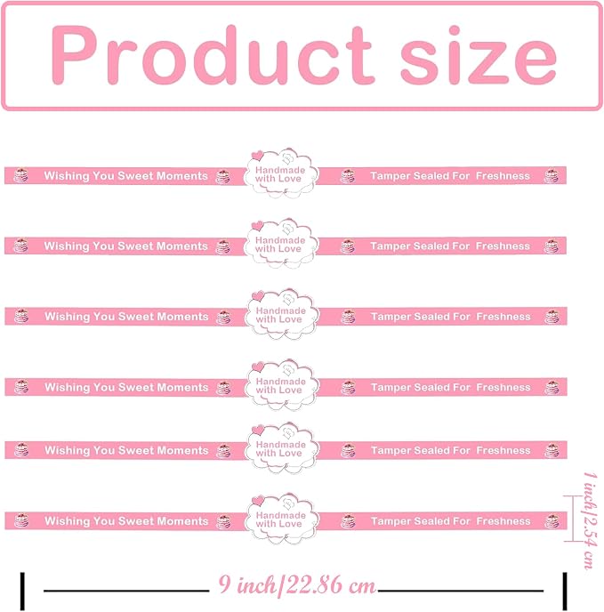 Food Retail Package Seal Stickers 9x1 Inch Safe Secure Tamper Evident Lids Stickers 250 Pcs Tamper Resistant Stickers,Baking Gift Box Sticker for Handmade Baking Craft Arts,Hand Made Sticker