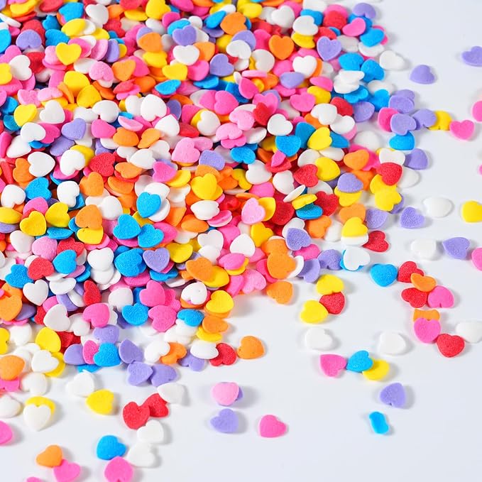 Rainbow Heart Sprinkles for Cake Decorating 7 oz Edible Colorful Heart Confetti Sprinkles for Baking Cookies Ice Cream Chocolate Cupcake Toppers for Wedding Anniversary