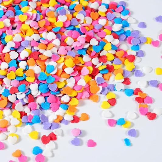 Rainbow Heart Sprinkles for Cake Decorating 7 oz Edible Colorful Heart Confetti Sprinkles for Baking Cookies Ice Cream Chocolate Cupcake Toppers for Wedding Anniversary