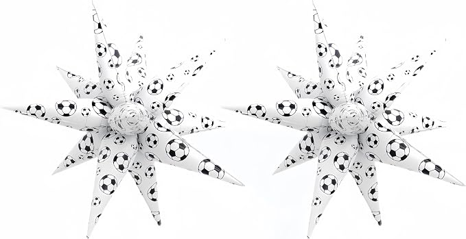 4D Soccer Ball Balloons 32 Inch/Black White Soccer Explosion Star Foil Balloons for Boys Men Father’s Day/World Socce Cup Party Supplies for Football Lover/Soccer Parade Float Birthday Sports Party