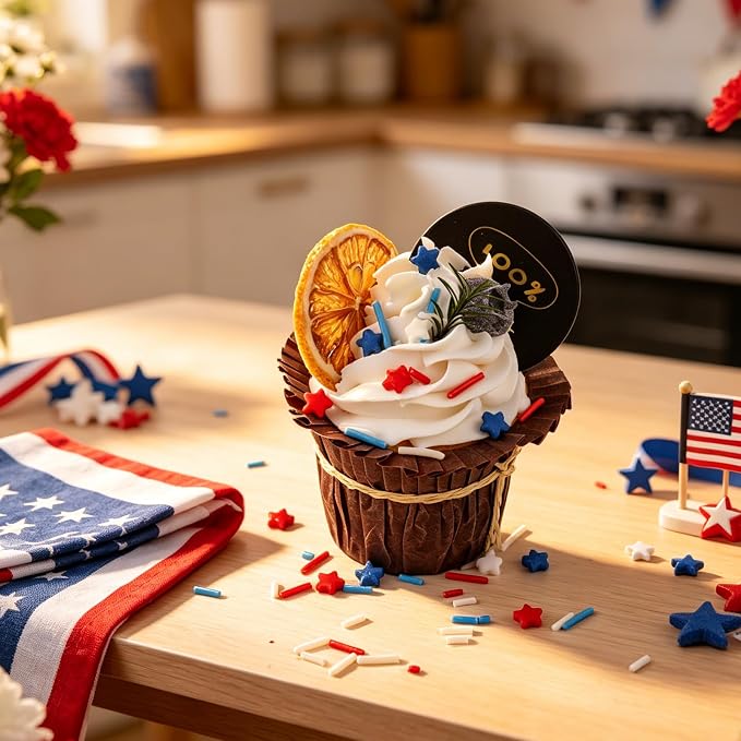 Red White and Blue Sprinkles Edible, Patriotic Sprinkles, 4 of July Sprinkles for Cake Decorating, Stars and Jimmies Mixed for Cookies, Cupcake, Donuts, Ice Cream Toppings
