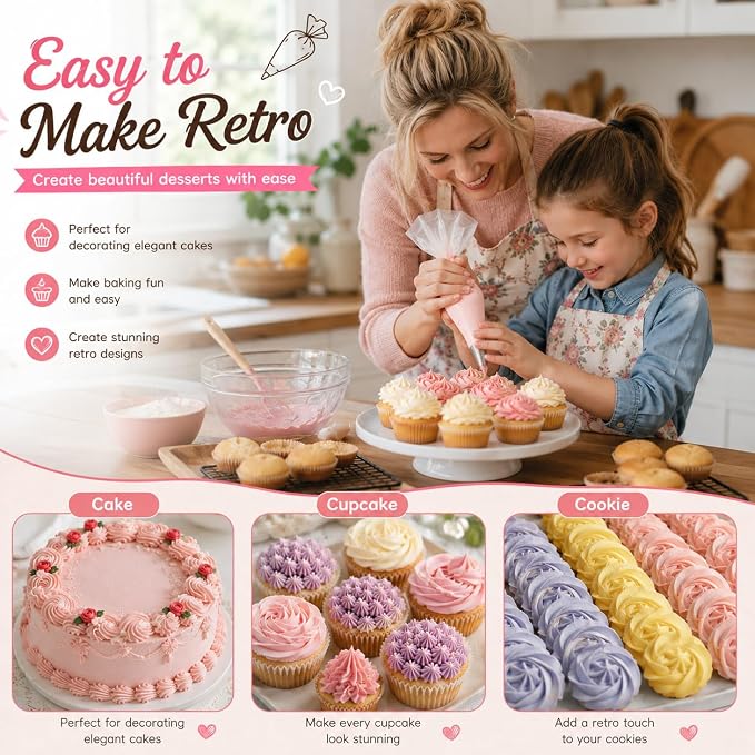 Piping tips large Cake Decorating tools, 5 pack Cake piping Nozzles Tips Kit - DIY Icing Nozzle Tool for Cupcakes