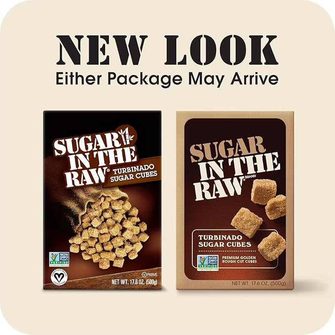 Sugar In The Raw Turbinado Cane Sugar Cubes, 17.6 oz. Box, Pure, All-Natural Turbinado Sugar, Non-GMO Project Certified, Kosher, Vegan and Gluten Free