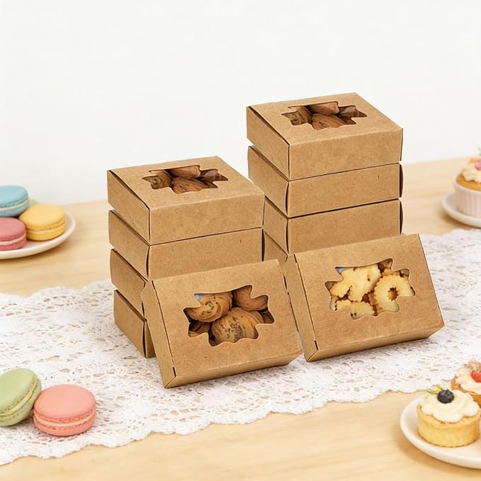 WRINGKIT 100 Pack Soap Boxes with Window, Kraft Paper Treat Cookies Boxes, Rectangle Small Soap Gift Wrappers Packaging Box, Soap Making Supplies for Bakery, Chocolate, Sweet, Jewelry Display