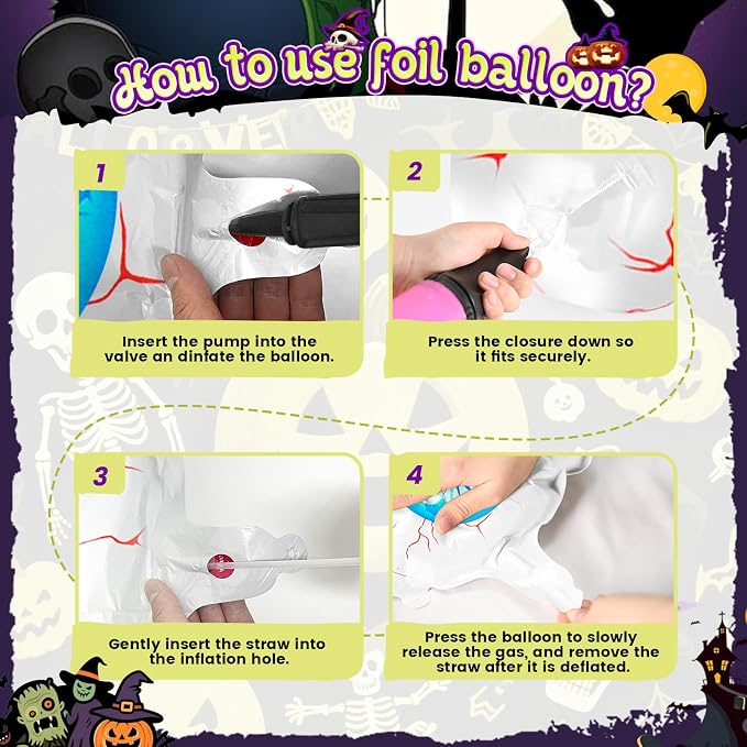 Halloween Balloon Arch Garland Kit, Pink Green Purple Balloons With Blue Green Eyeball Foil Balloons For Halloween Ghost Masquerade Spooky Vampire Scary Themed Birthday Party Decorations